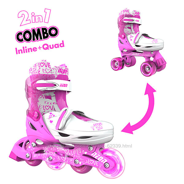 Дитячі розсувні ролики Neon Combo Skates, 34-38, рожеві - арт. NT10P4