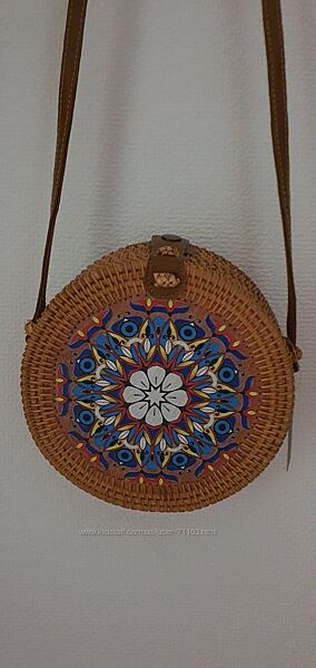 Плетеная сумка с ротанга, соломенная сумка