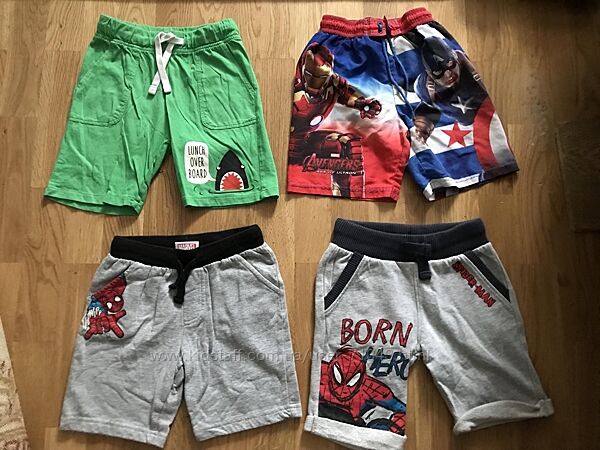 Шорты разноцветные Некст, Джимбори, НМ  2-3г, 3-4, 5л корабли, бетмен, паук