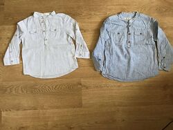 Рубашки длинный рукав Некст, Rebel, НМ, H&M, горох, клетка, джинс, стойка 