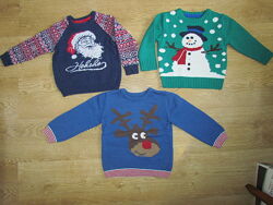 Свитера, флиски НМ, Некст, Джордж 2-3, 4-5, 6-7л снеговик, бетмен, воин