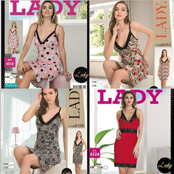 Нічна сорочка на бретельках Lady. Асортимент кольорів.