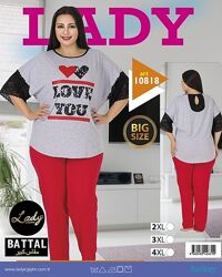 Пижама женская батал Турция Lady. Ассортимент расцветок