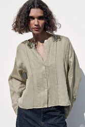 Zara блуза рубашка из рами