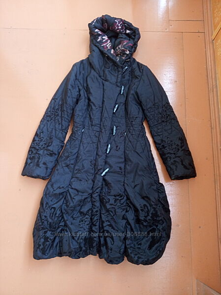 Тепла довга зимова жіноча куртка з натурального пуху 42-44 розмір