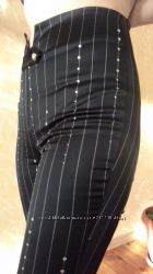 Эксклюзивные атласные брюки VipArt со стразами на высокой талии полукорсет
