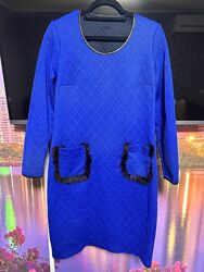 Нарядное красивое синее платье 48-50р