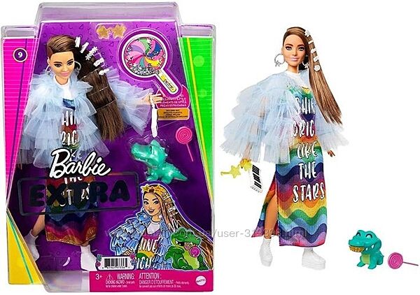 Кукла барби экстра модница barbie extra 9 blue ruffled jacket с питомцем