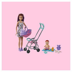 Лялька Барбі Скіппер Няня з коляскою та пупсом Barbie Skipper Babysitters I