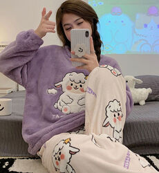 Зимовий мякий комплект із 2-х предметів. Жіноча флісова піжама Овечки.