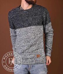 Теплый мужской свитер меланж / серый