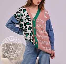 Ультрамодний кардиган з джинсовими рукавами