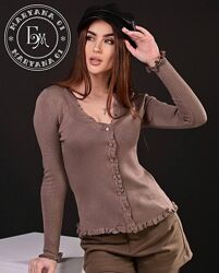 Базова жіноча кофта кардиган з гудзиками / коричневий