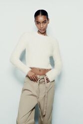 Пухнастий светр zara / білий