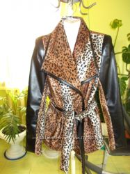 Пальто леопардовое кож. зам