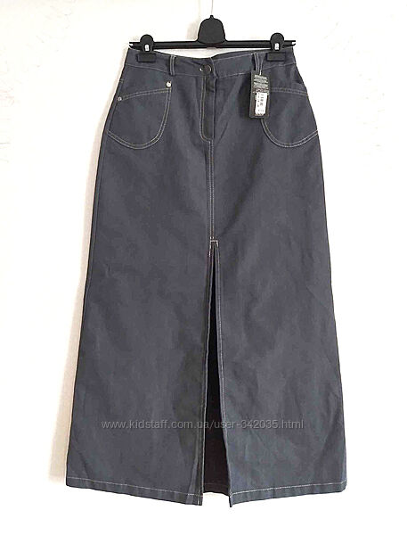 Довга джинсова спідниця димного шикарного відтінку