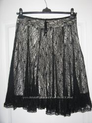 Черно-белая ажурная юбка. Размер S M.