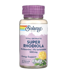 Solaray, Суперэкстракт корня родиолы, 500 мг, 60 веганских капсул