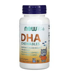 Омега-3 для детей, ДГК, DHA, Now Foods, 60 мягких капсул