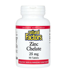 Natural Factors, Хелат цинка, 25 мг, 90 таблеток