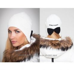Armani  шапка зимня білая чорна беж