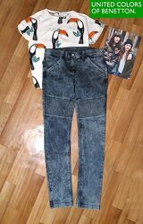 Стильные джинсы с эффектом варенки  для девочки от Benetton 11-12 лет
