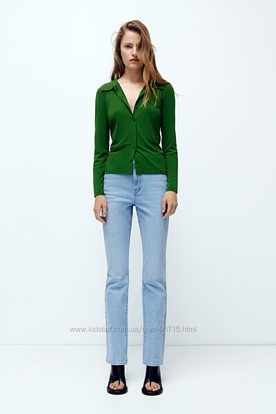 Голубые джинсы узкие ровные высокая посадка Zara - 36, 38, 40
