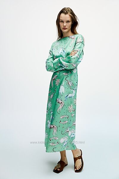 Платье миди с принтом Zara - M