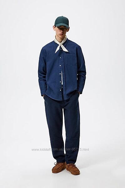 Мужские брюки свободного кроя из плотной хлопковой ткани Zara - 40, 44 