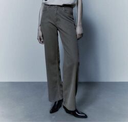 Серые джинсы с высокой посадкой и широкими штанинами Zara - 36