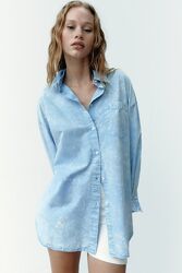 Рубашка оверсайз из поплина с эффектом варенки Zara - S, M, L