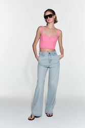 Голубые джинсы chinos широкие прямые со средней посадкой Zara - 34, 36
