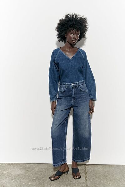 Джинсы Baggy с широкими штанинами Zara - 34, 38, 40 - Темно-синие