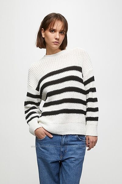 Полосатый свитер с жемчужной вязкой Pull&Bear - S, M, L