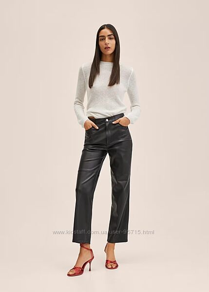 Черные прямые брюки из эко кожи Mango - 34, 42