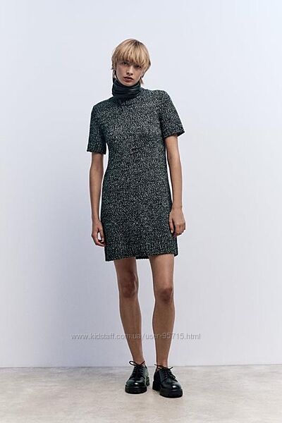 Трикотажное платье из крученной пряжи с коротким рукавом Zara - S, M