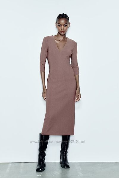 Платье миди из эластичного крепа Zara - S, M, L