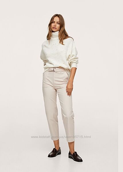 Котоновые брюки slouchy с высокой посадкой и поясом Mango - 34, 36, 38