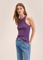 Хлопковый топ майка в рубчик Mango - XS, S, M
