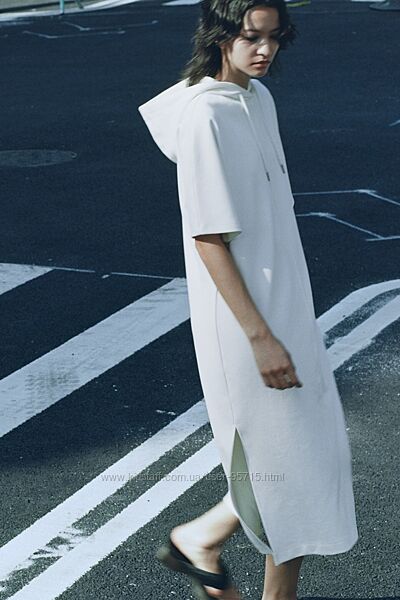 Сукня міді з капюшоном Zara - M - Екрю