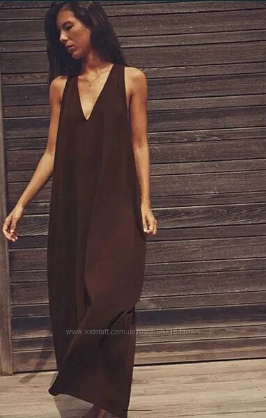 Трикотажна коричнева міді сукня Zara - S