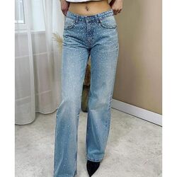 Джинси Zara Wide Leg зі штучними перлинами - 36р