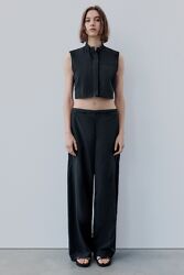 Чорні штани Wide leg з плащової тканини Zara - S, M