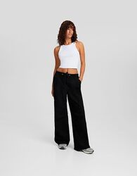 Чорні штани карго вільного крою з бавовни Bershka - XS, S