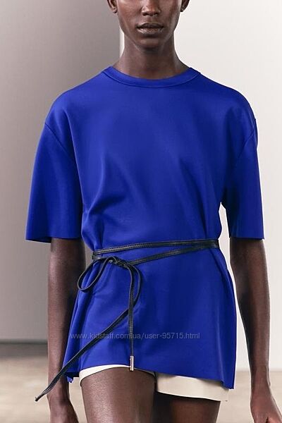 Футболка з ефектом неопрену та блискавкою Zara - S, M синя