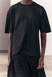 Футболка з ефектом неопрену та блискавкою Zara - S, M чорна