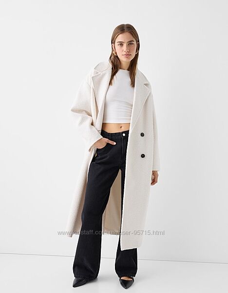 Двобортне пальто букле оверсайз Bershka - L