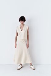 Розкльошена спідниця міді Zara - S, M - Екрю