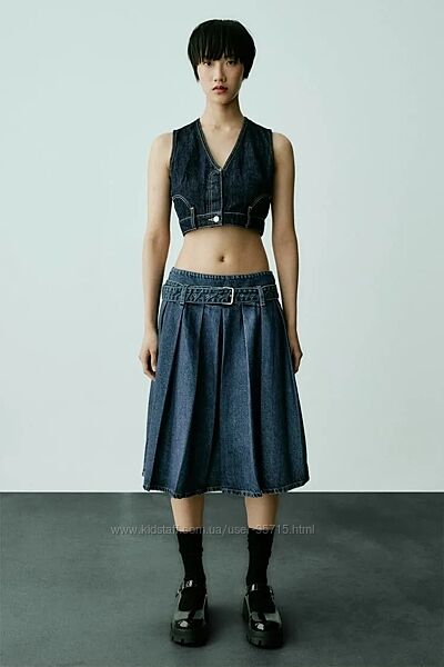 Джинсова спідниця зі складками Zara - M