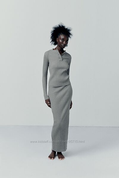 Довга трикотажна спідниця в рубчик Zara - M, L